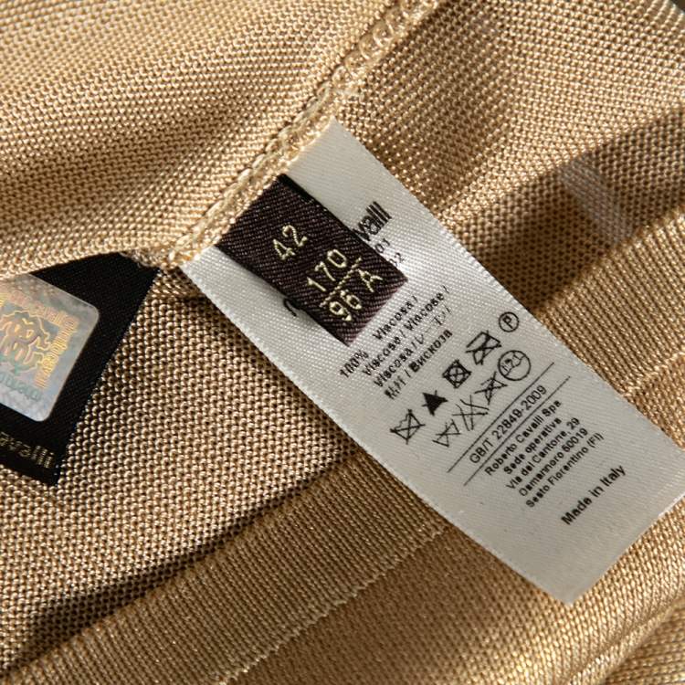 Pre Owned Roberto Cavalli Gold Knit Sequin Embellished Sleeveless Top M 