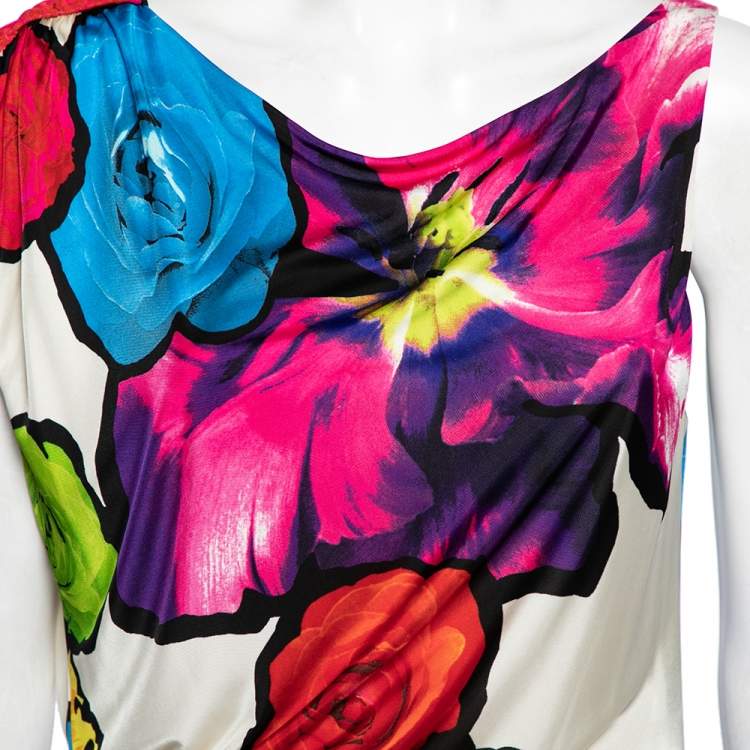 Pre Owned Roberto Cavalli Multicolor Printed Jersey Sleeveless Top M