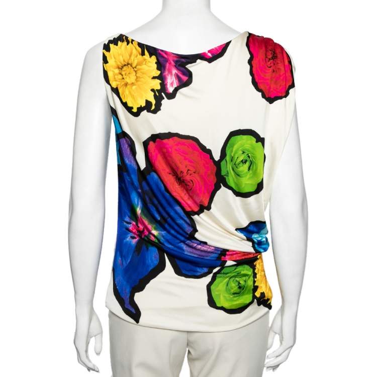 Pre Owned Roberto Cavalli Multicolor Printed Jersey Sleeveless Top M