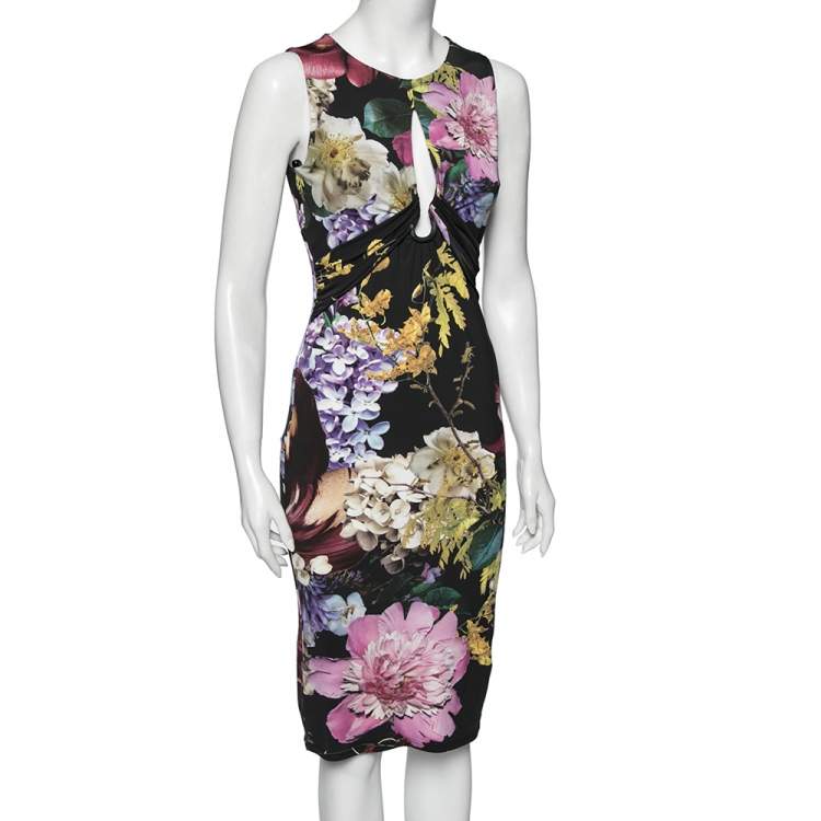 مملوكة مسبقًا Roberto Cavalli Multicolor Printed Jersey Strap Sleeve Dress M
