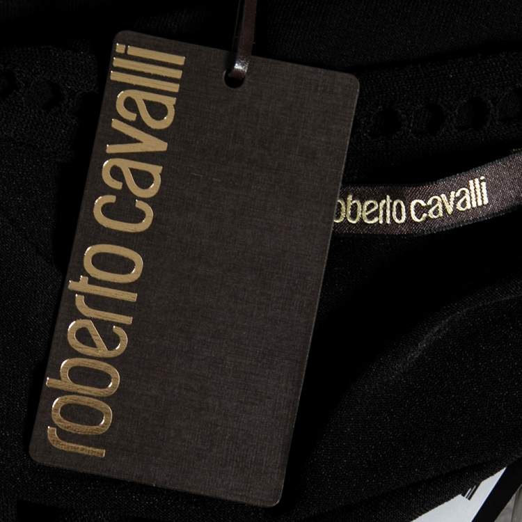 Pre Owned Roberto Cavalli Black Knit Halter Neck Top M