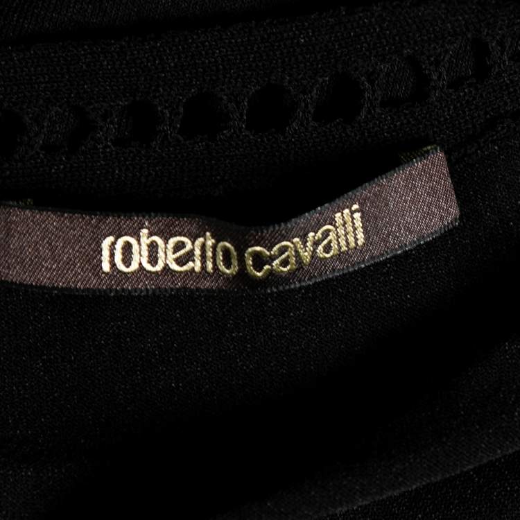 Pre Owned Roberto Cavalli Black Knit Halter Neck Top M