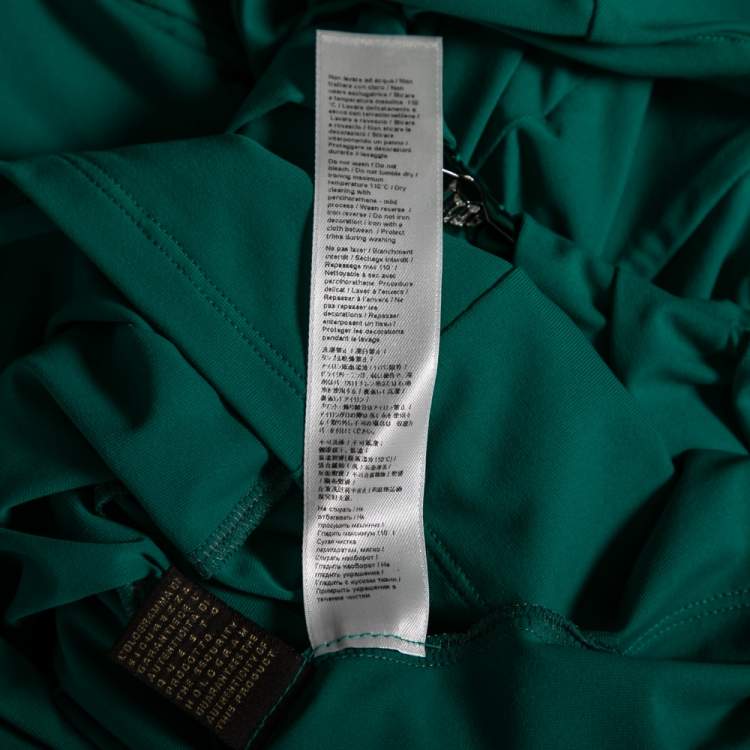 Pre Owned Roberto Cavalli Green Jersey Embellished Detail Top M