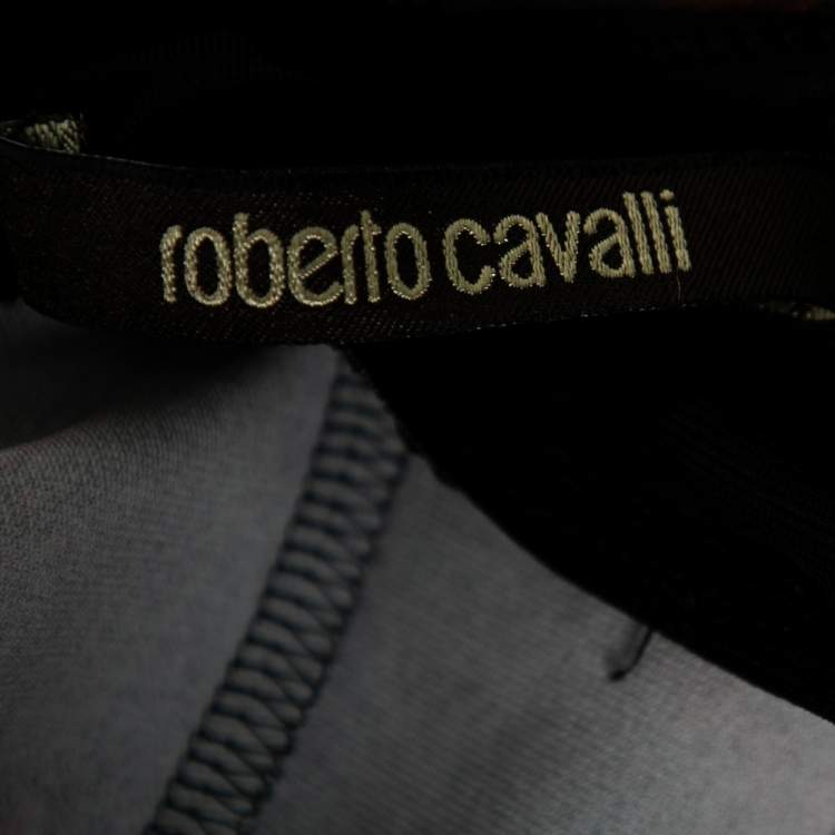 مملوكة مسبقًا Roberto Cavalli Multicolor Printed Jersey Draped Sheath Dress M 