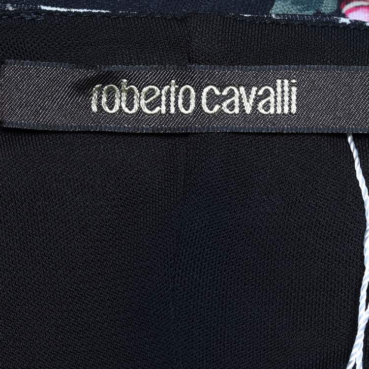 Pre Owned Roberto Cavalli Black Tarot Cards Printed Jersey Scoop Neck Sheath Dress M