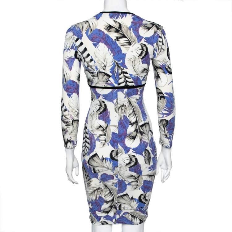 Pre Owned Roberto Cavalli Multicolor Floral Printed Jersey Ruched Midi Dress S