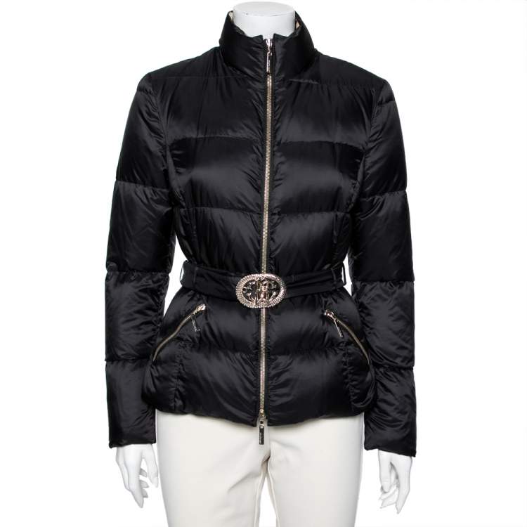 Pre Owned Roberto Cavalli Black Down Belted Puffer Jacket M