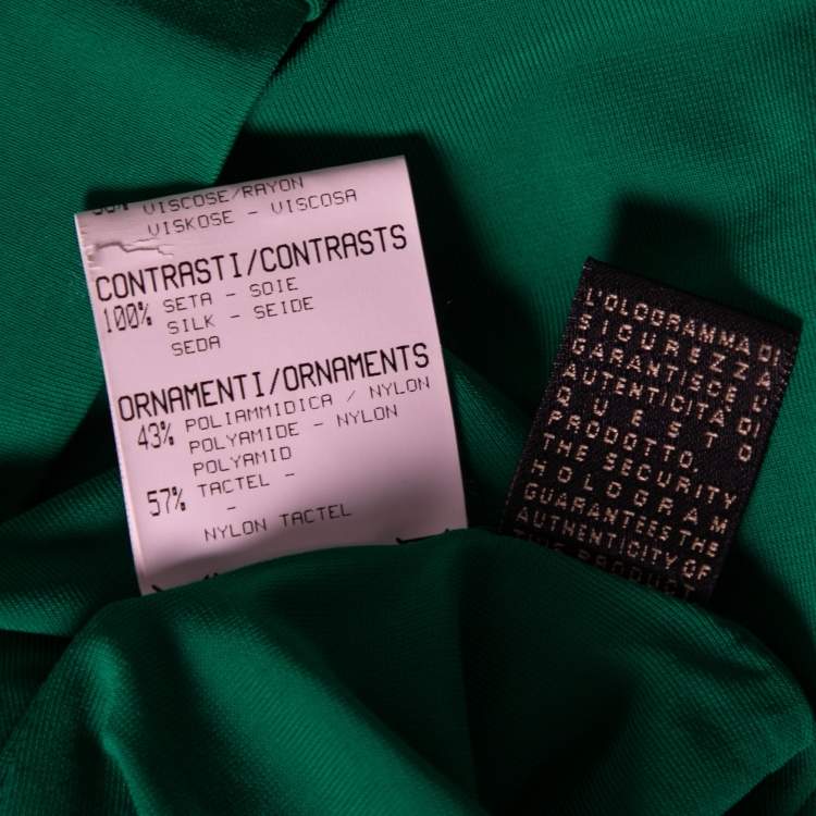 Pre Owned Roberto Cavalli Green Jersey Ruffle Trimmed Top M