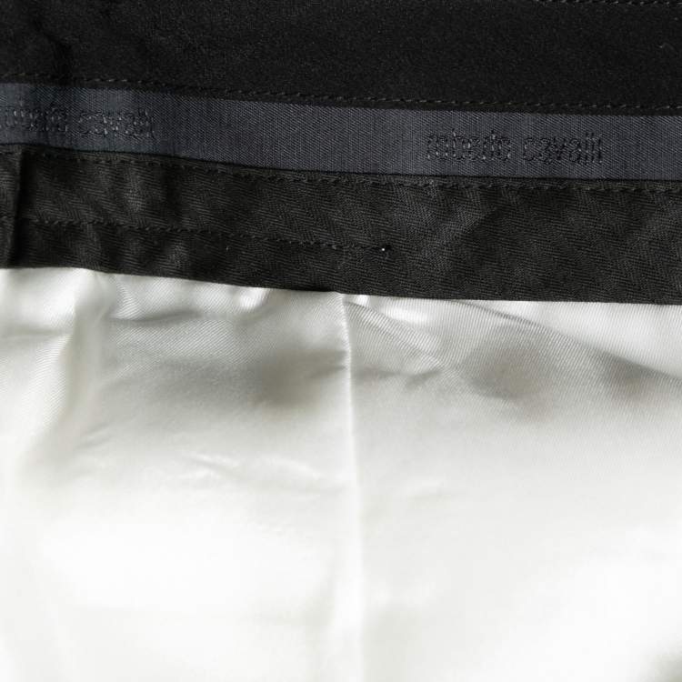 مملوكة مسبقًا Roberto Cavalli White Crepe & Satin Contrast Trimmed Trousers L