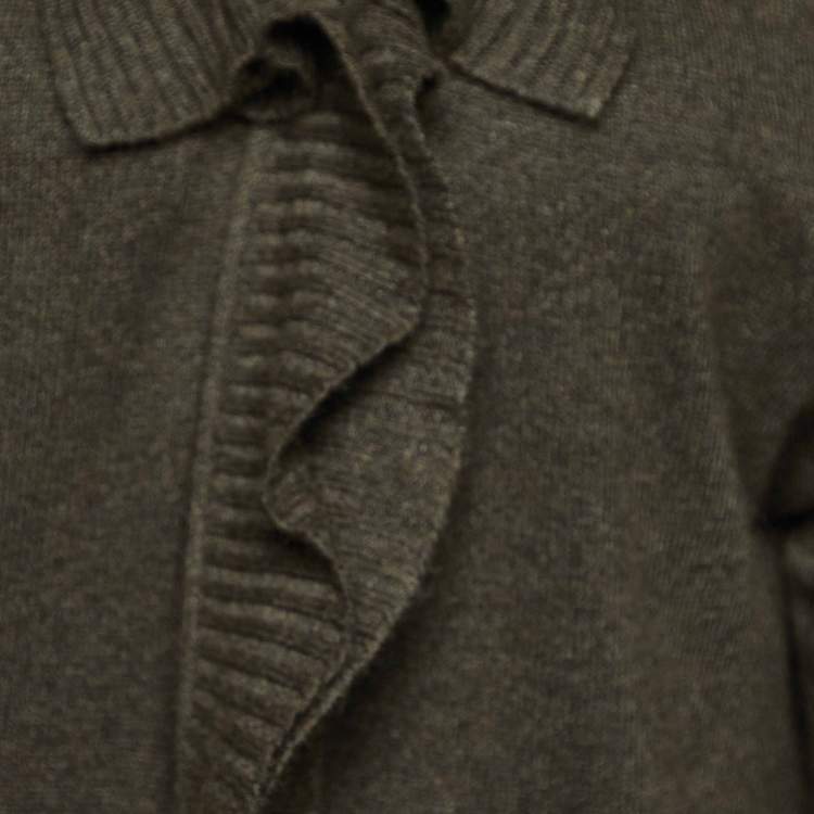 Pre Owned Roberto Cavalli Olive Green Wool Long Sleeve Cardigan M