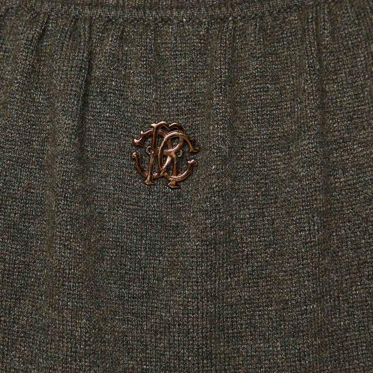 Pre Owned Roberto Cavalli Olive Green Wool Long Sleeve Cardigan M