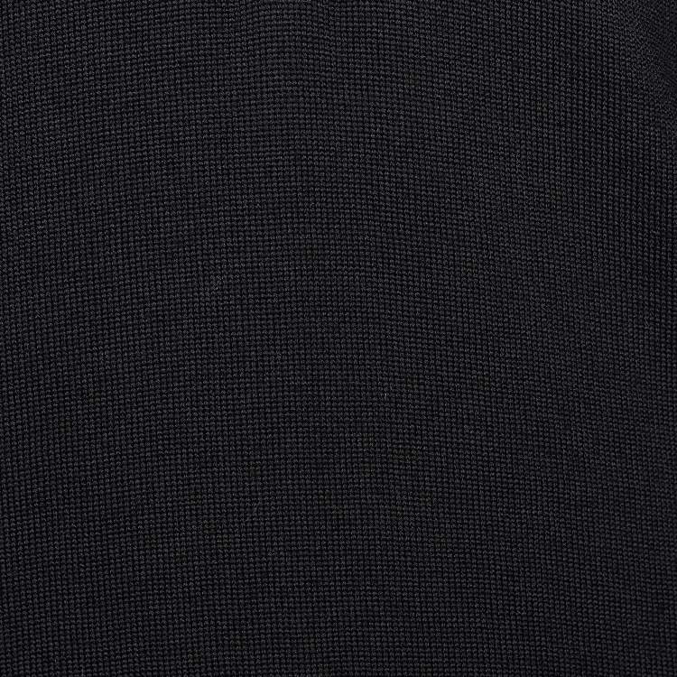 Pre Owned Roberto Cavalli Black Knit V-Neck Long Sleeve Top M