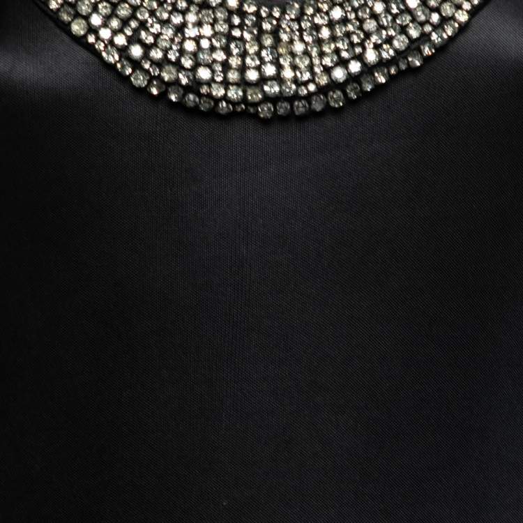 Pre Owned Roberto Cavalli Black Jersey Embellished Neck Racerback Short Dress M