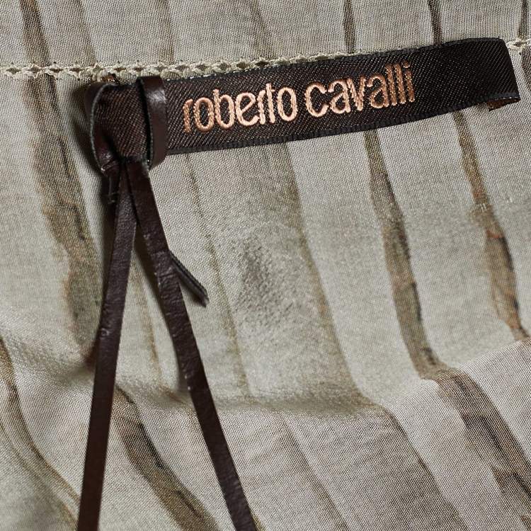 Pre Owned Roberto Cavalli Grey Sequin Print Tie-Up Tunic Dress M