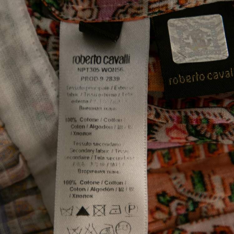 Pre Owned Roberto Cavalli Multicolor Printed Cotton Maxi Skirt L