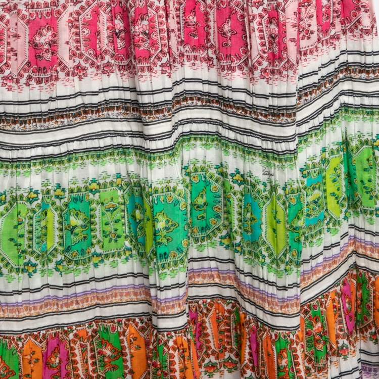 Pre Owned Roberto Cavalli Multicolor Printed Cotton Maxi Skirt L