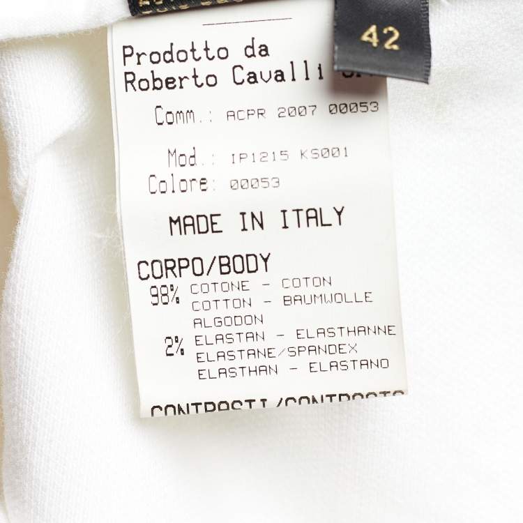 Pre Owned Roberto Cavalli White Denim Straight Fit Jeans Waist 30" 