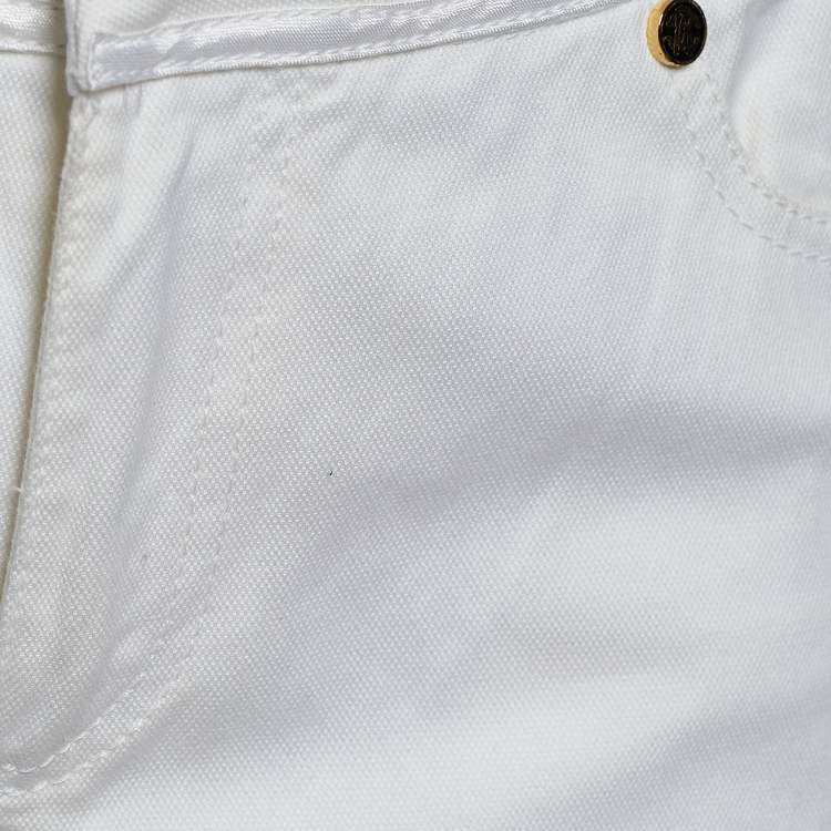 Pre Owned Roberto Cavalli White Denim Straight Fit Jeans Waist 30" 