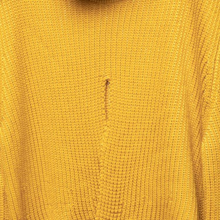 Pre Owned Roberto Cavalli Yellow Anatomical Rib Knit Crossover Cut-Out Detail Dress M