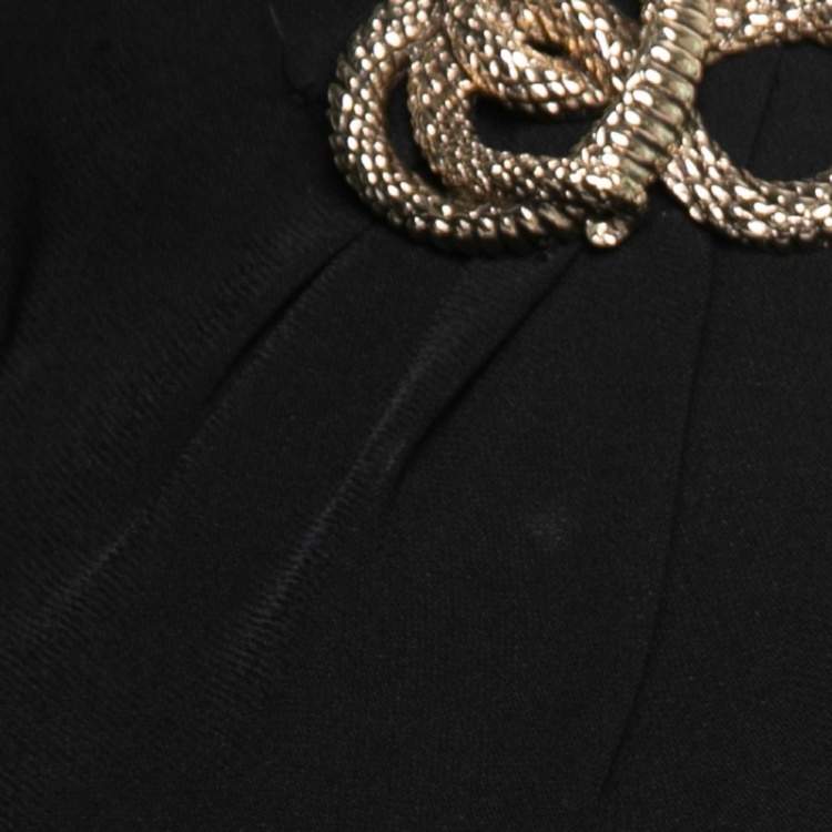 Pre Owned Roberto Cavalli Black Crepe Embellished Detail Long Sleeve Dress M