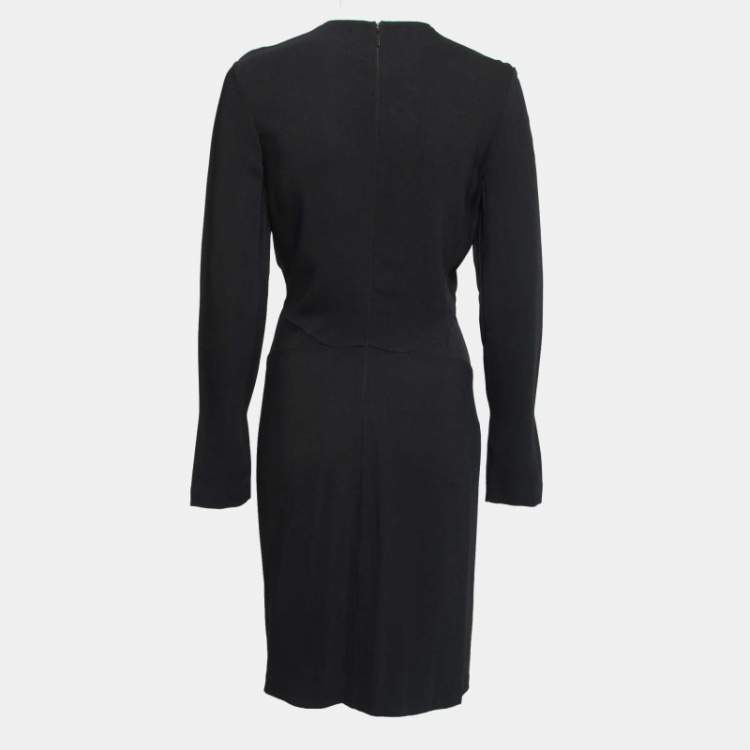 Pre Owned Roberto Cavalli Black Crepe Embellished Detail Long Sleeve Dress M