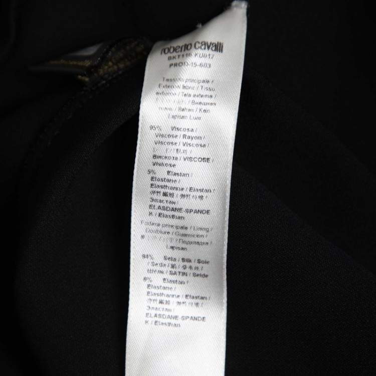 Pre Owned Roberto Cavalli Black Crepe Embellished Detail Long Sleeve Dress M