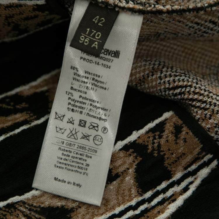 Pre Owned Roberto Cavalli Brown Animal Jacquard Knit Bodycon Dress M