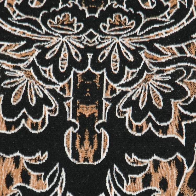 Pre Owned Roberto Cavalli Brown Animal Jacquard Knit Bodycon Dress M