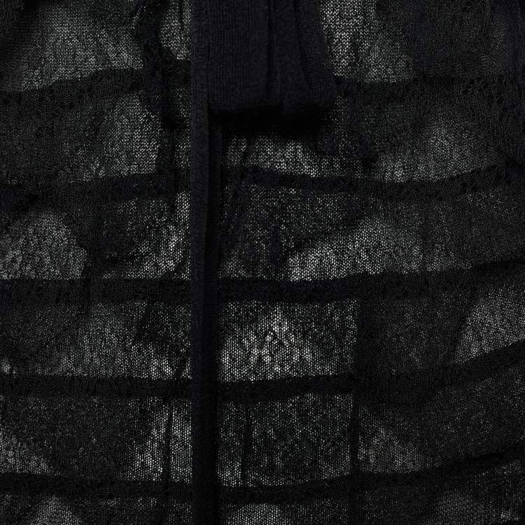 Pre Owned Roberto Cavalli Black Lace Frill Detail Sleeveless Top S