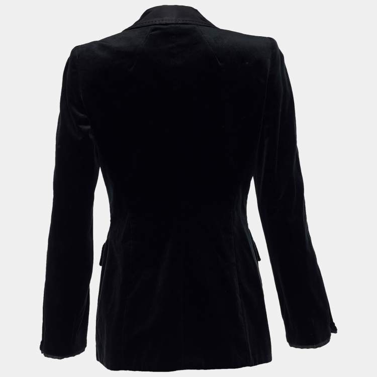 Pre Owned Roberto Cavalli Black Velvet Button Front Jacket M