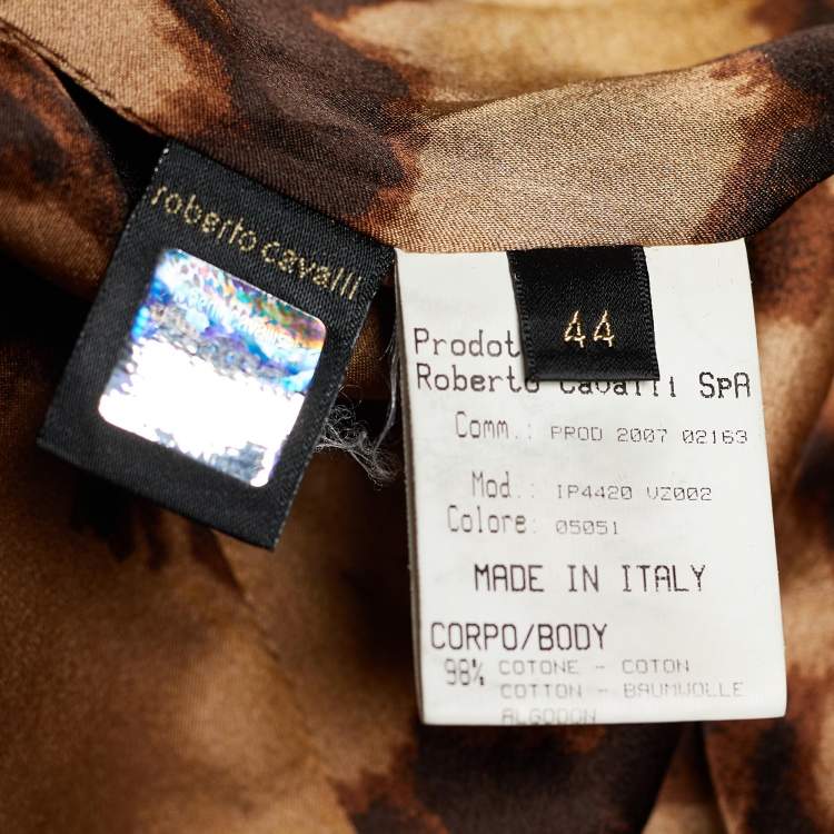 Pre Owned Roberto Cavalli Black Velvet Button Front Jacket M
