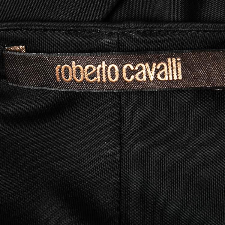 Pre Owned Roberto Cavalli Black Jersey Ruched Detailed Top M