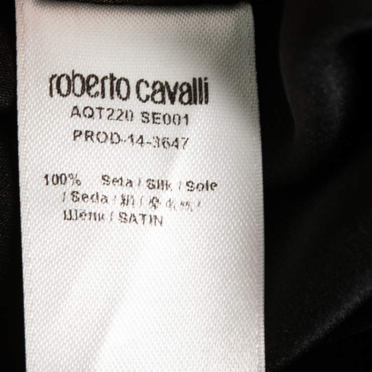 Pre Owned Roberto Cavalli Black Satin Silk Flared Trousers M