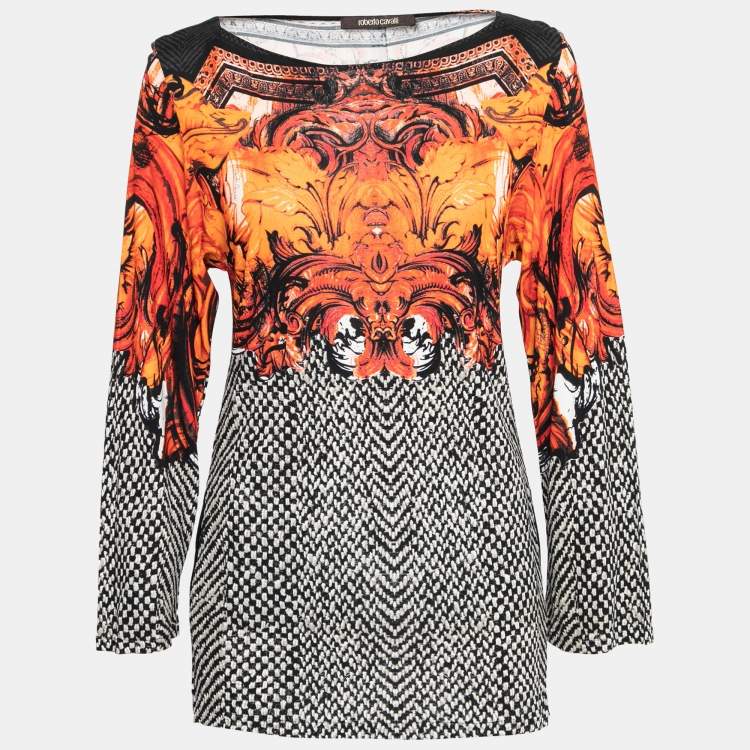 Pre Owned Roberto Cavalli Multicolor Jersey Long Sleeve Top M