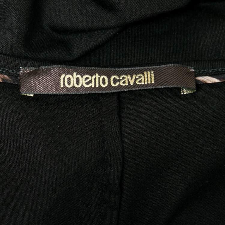 Pre Owned Roberto Cavalli Black Graphic Print Jersey T-Shirt S