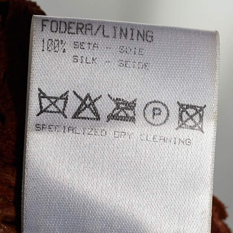 Pre Owned Roberto Cavalli Brown Laser Cut Leather Tie Up Jacket S
