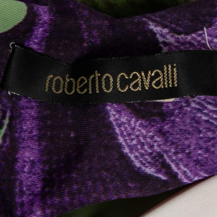 Pre Owned Roberto Cavalli Multicolor Floral Printed Jersey Maxi Dress M