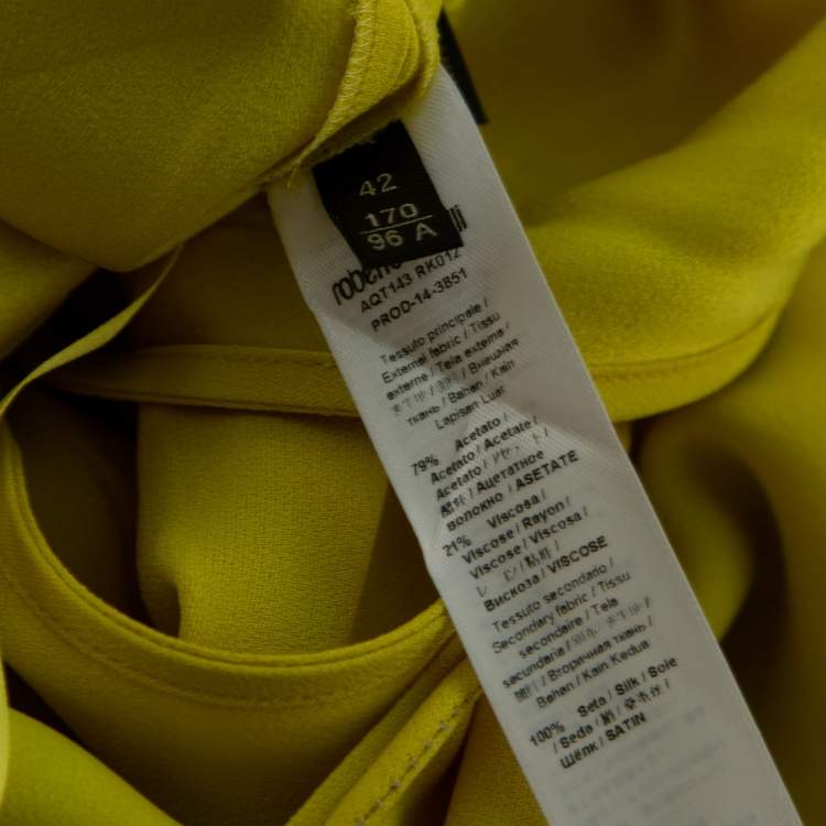 Pre Owned Roberto Cavalli Yellow Crepe Drawstring Detail Sleeveless Jumsuit M