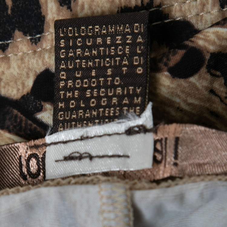 Pre Owned Roberto Cavalli Beige Leopard Print Stretch Knit Leggings S