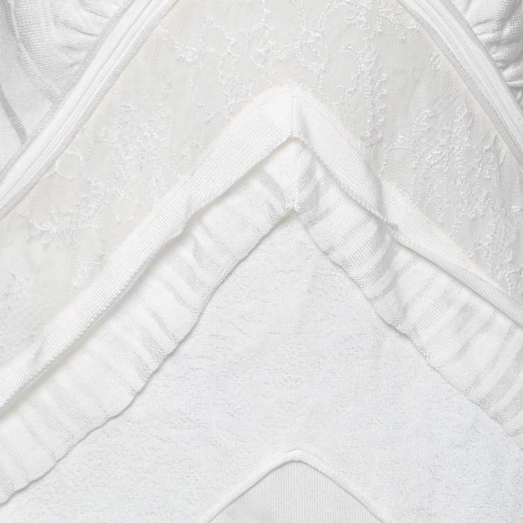 مملوكة مسبقًا Roberto Cavalli White Patterned Knit & Lace Paneled Maxi Dress M