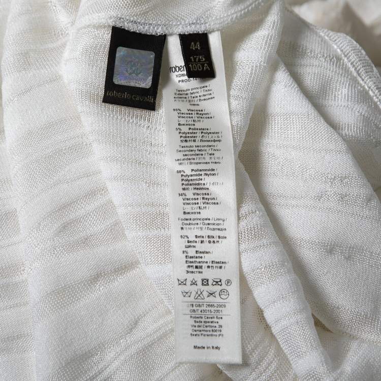 مملوكة مسبقًا Roberto Cavalli White Patterned Knit & Lace Paneled Maxi Dress M