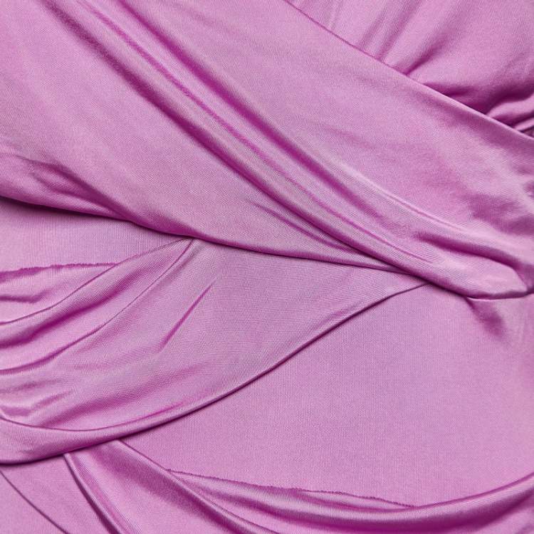 Pre Owned Roberto Cavalli Pink Jersey Flower Brooch Detail Sleeveless Maxi Dress L