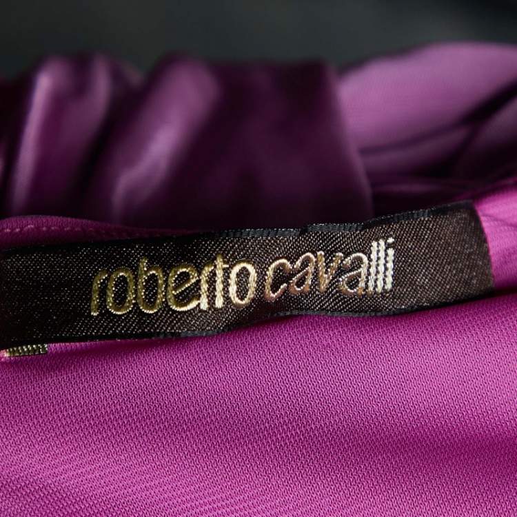 Pre Owned Roberto Cavalli Pink Jersey Flower Brooch Detail Sleeveless Maxi Dress L