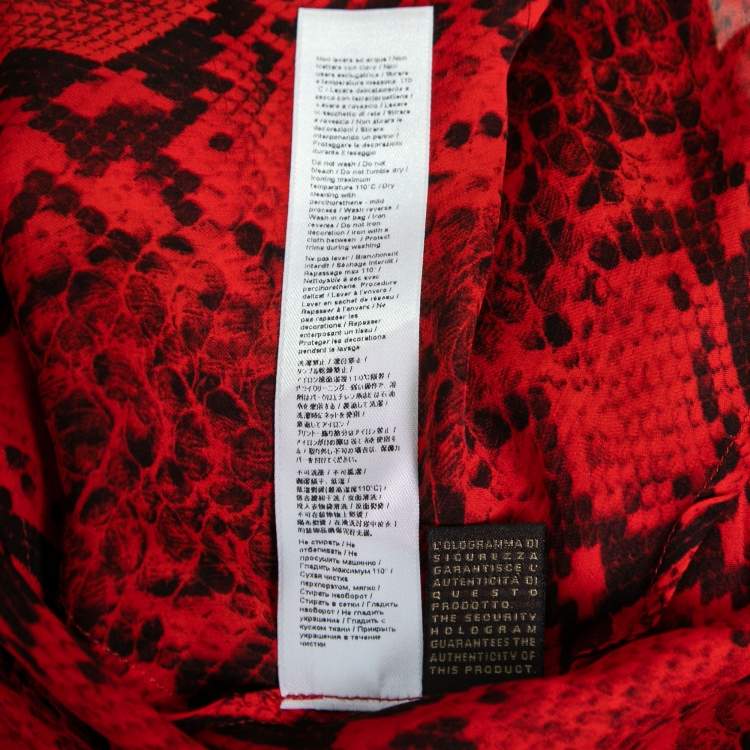 Pre Owned Roberto Cavalli Red Animal Print Silk Top One Size   