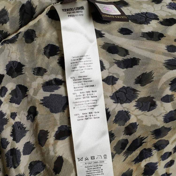 Pre Owned Roberto Cavalli Beige Animal Printed Velour Sheer Kaftan Maxi Dress M