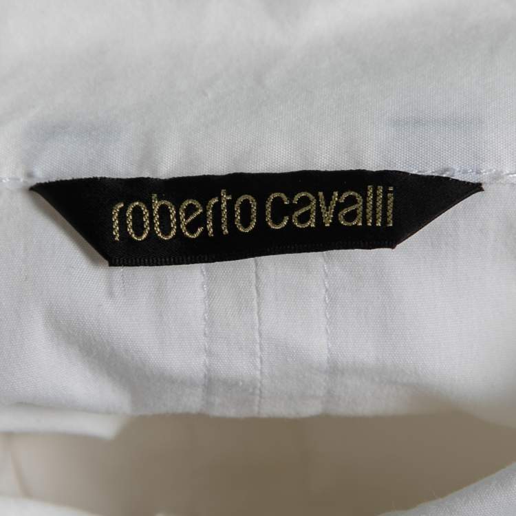 Pre Owned Roberto Cavalli White Cotton Button Front Shirt L    
