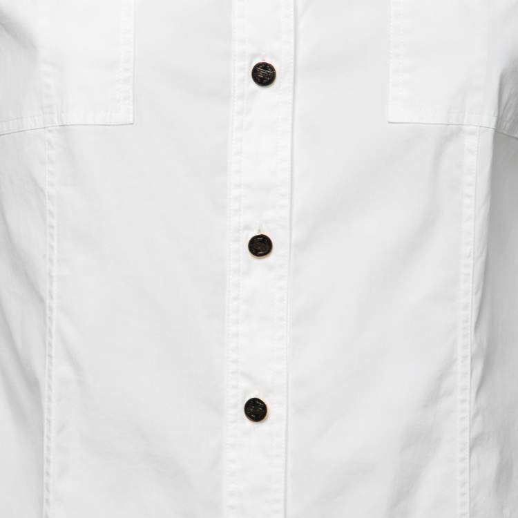 Pre Owned Roberto Cavalli White Cotton Button Front Shirt L    