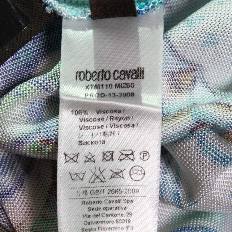 Pre Owned Roberto Cavalli Multicolor Printed Jersey Knit Belted Mini Dress S