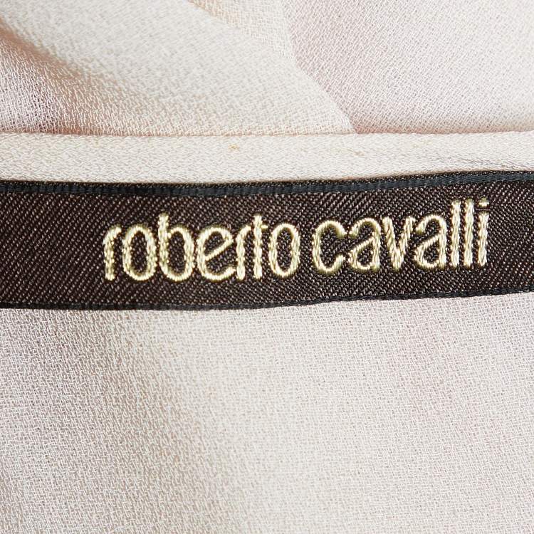 Pre Owned Roberto Cavalli Pink Chiffon Pleated Trim Detail Top S