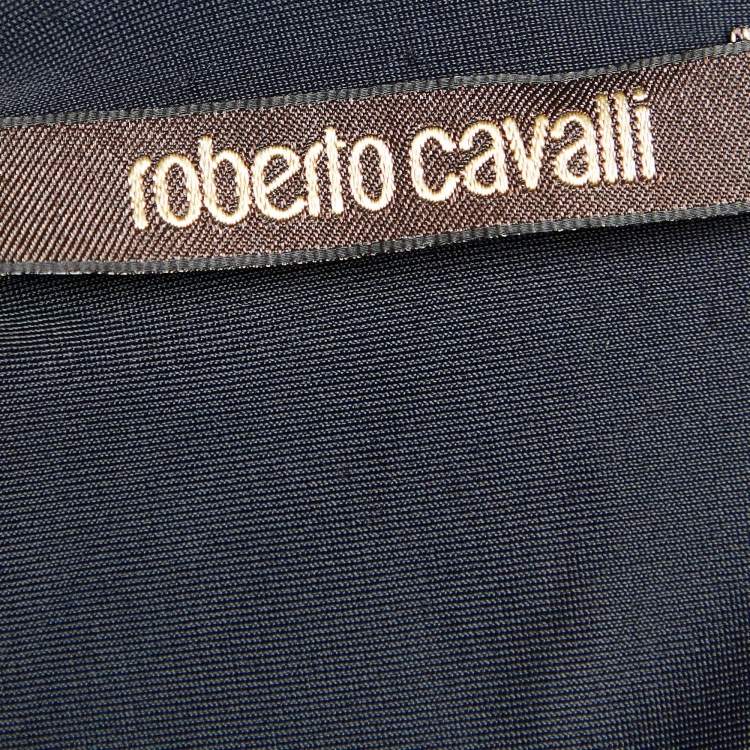 Pre Owned Roberto Cavalli Brown Printed Jersey T-Shirt M